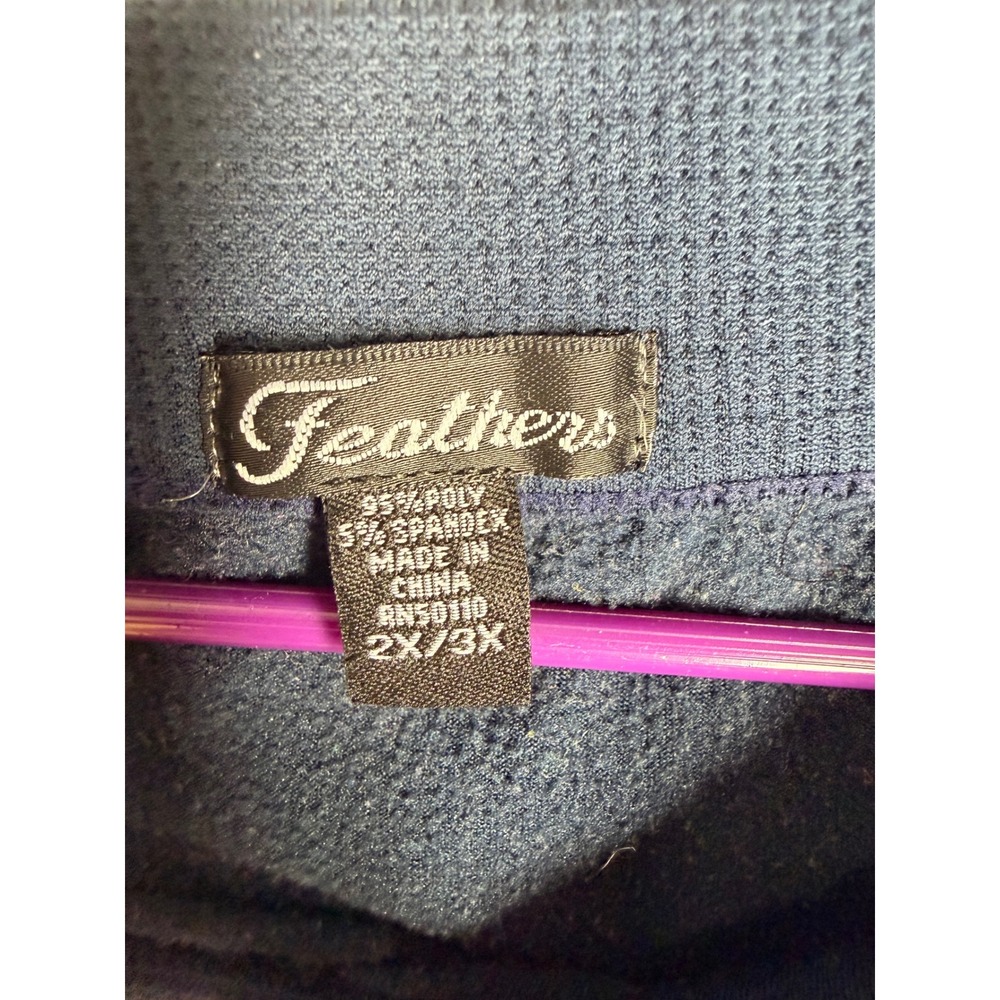 Feathers Navy Blue High Waisted Leggings Women Plus Size 2X 3X Stretch Knit - Picture 3 of 6